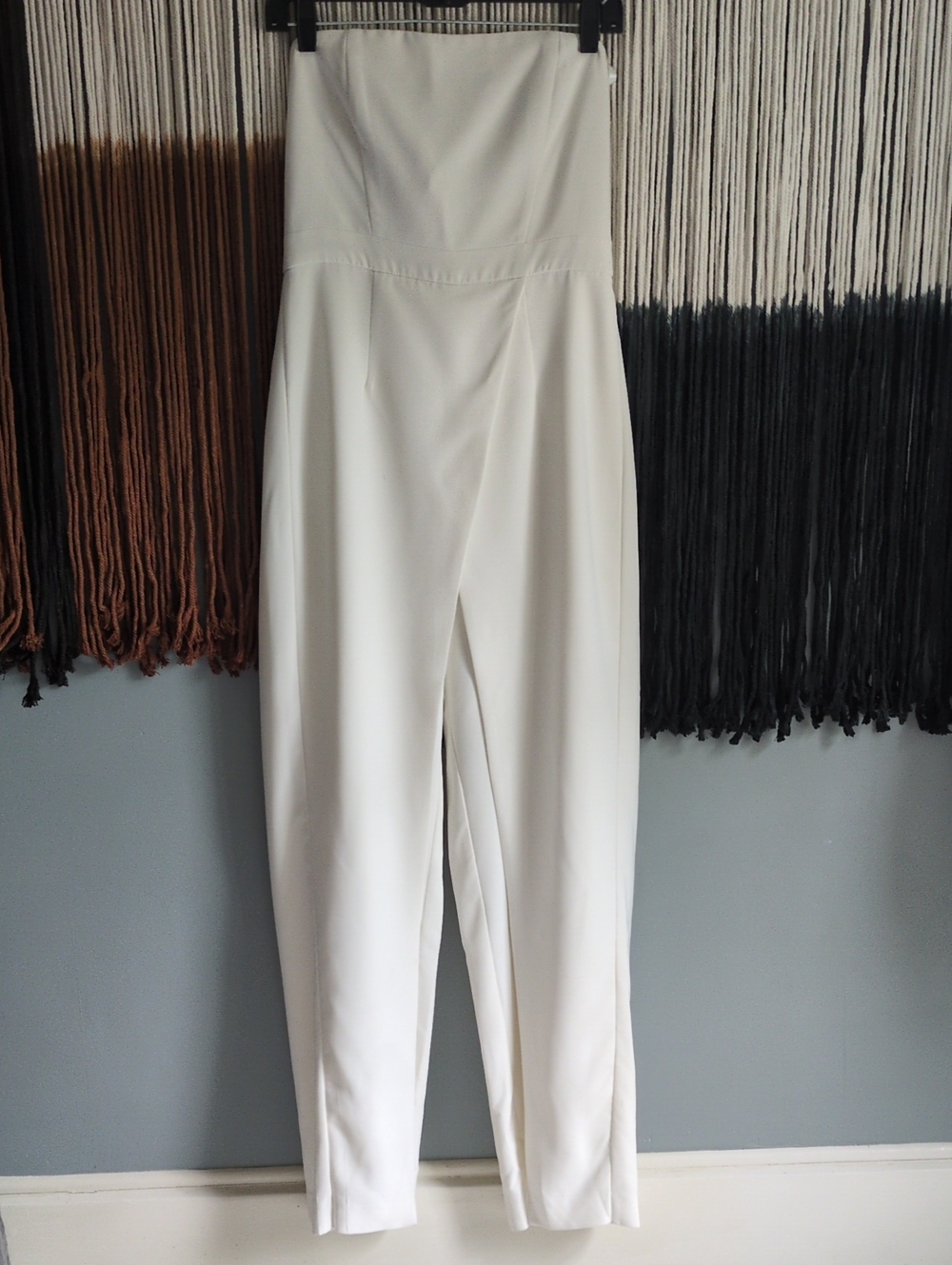 White House Black Market Strapless Ivory Cream Jumpsuit